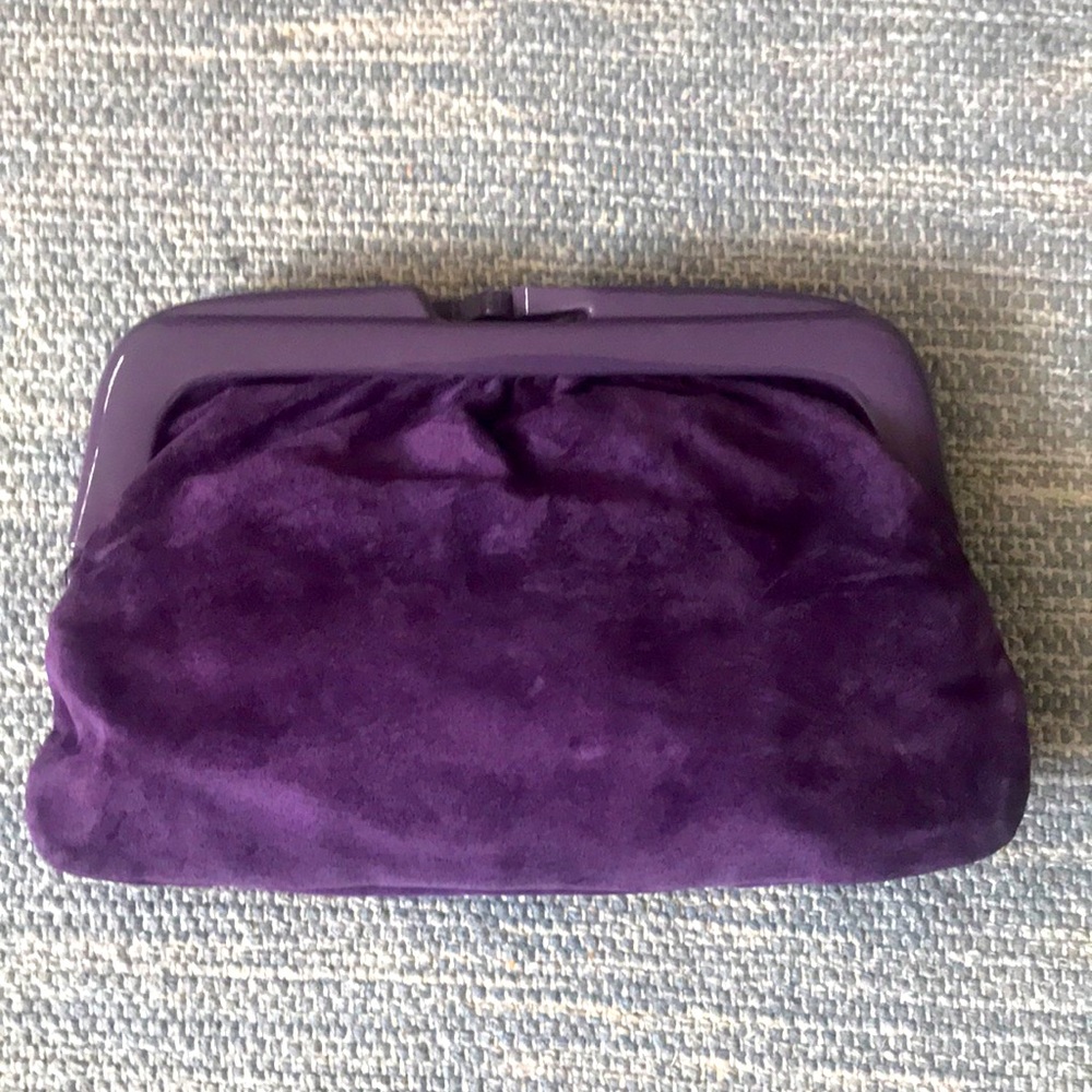 Vintage Italian Leather Purple Clutch Bag